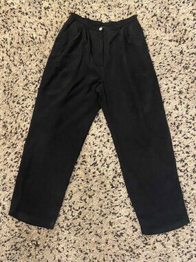 Vintage 100% Silk Wide Leg Pants Black size 10 Lined